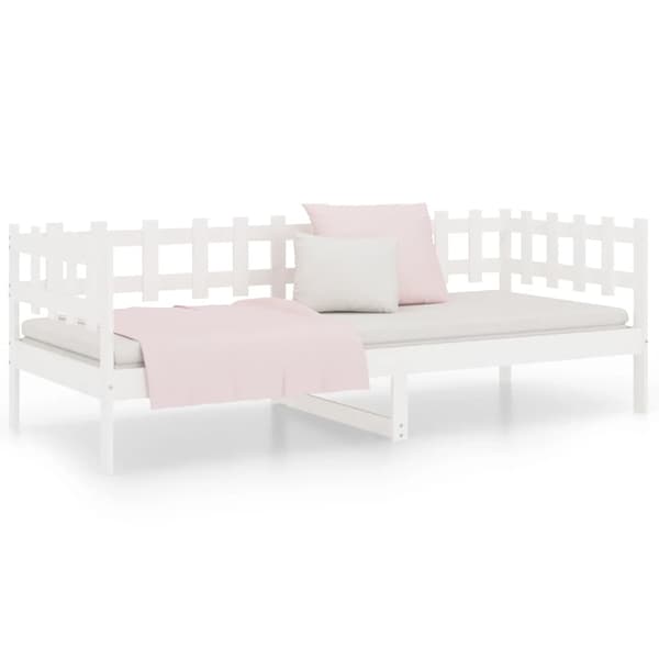 vidaXL Dagbädd vit 90x190 cm massiv furu Vit