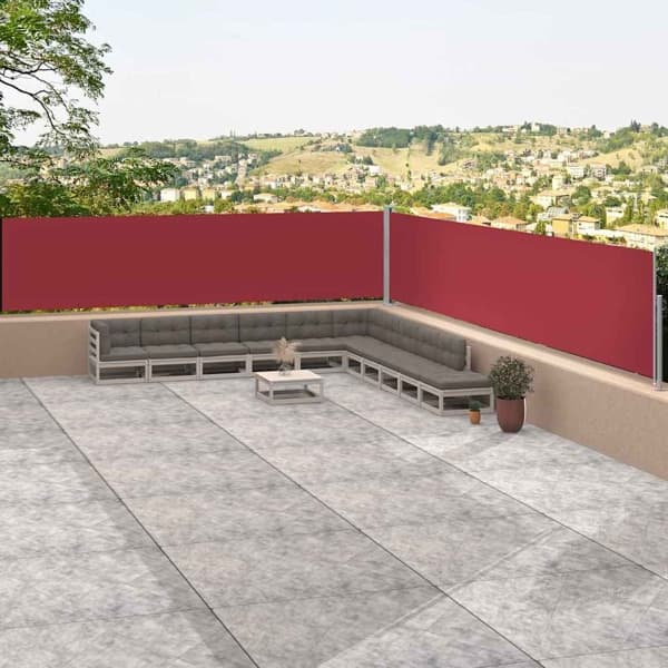 vidaXL Infällbar sidomarkis röd 117x1200 cm Röd