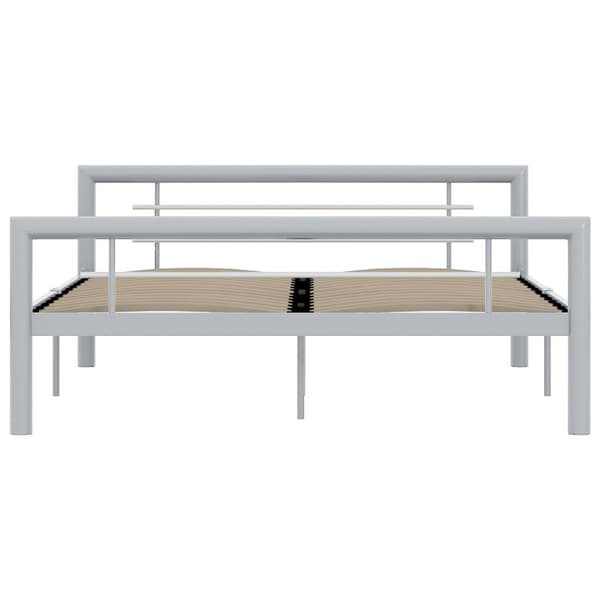 vidaXL Sängram grå och vit metall 160x200 cm grå