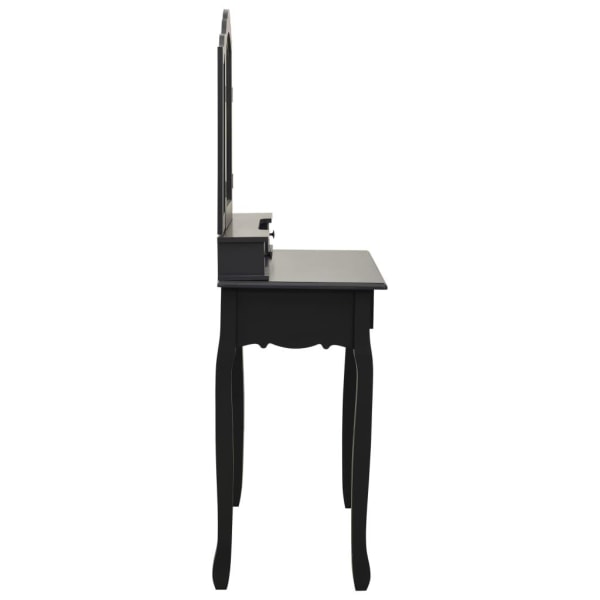 vidaXL Sminkbord med pall svart 80x69x141 cm paulowniaträ Svart
