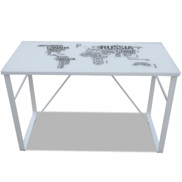 vidaXL Skrivbord med världskarta 120 x 60 x 75 cm Vit