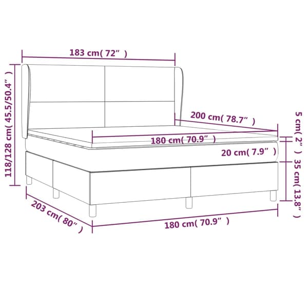 vidaXL Ramsäng med madrass ljusgrå 180x200 cm tyg Grå