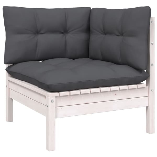 vidaXL Loungegrupp med dynor 7 delar vit massiv furu Vit