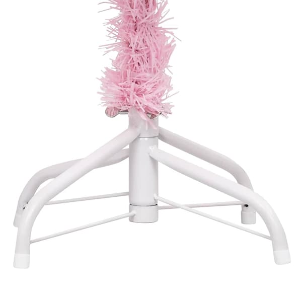 vidaXL Belyst plastgran med kulor rosa 240 cm PVC Rosa