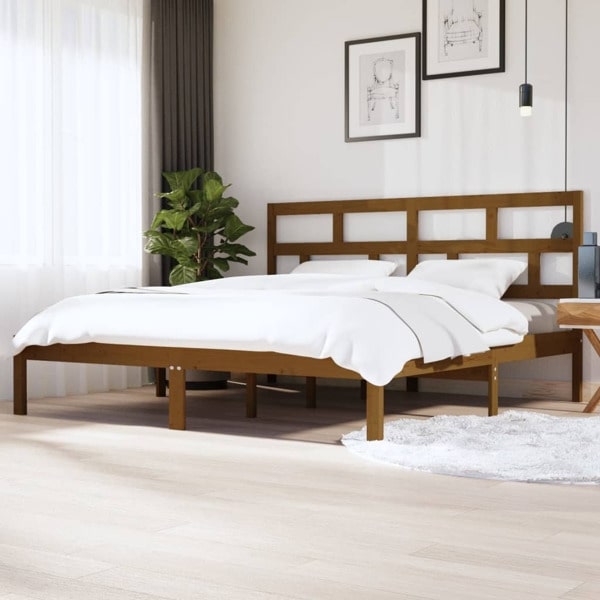 vidaXL Sängram honungsbrun massiv furu 200x200 cm Brun