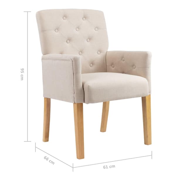 vidaXL Matstolar med armstöd 6 st beige tyg Beige