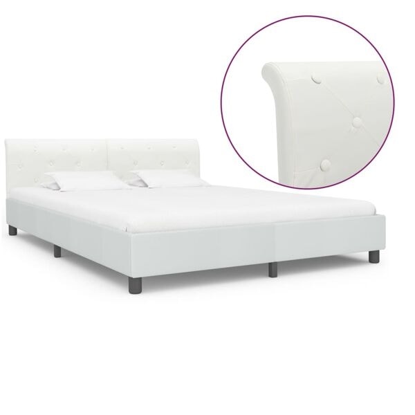 vidaXL Sängram vit konstläder 160x200 cm Vit