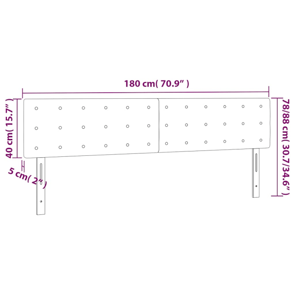 vidaXL Sänggavel LED grå 180x5x78/88 cm konstläder Grå