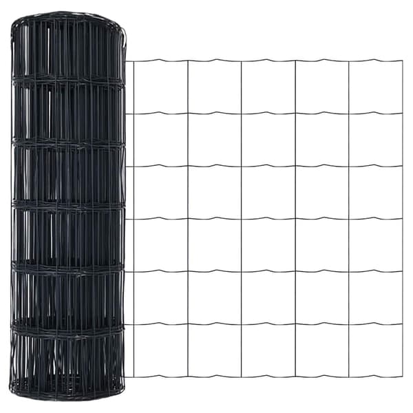 vidaXL Euro Stängsel Markfäste 25 x 0,4 m PVC-belagda stål Grå Mesh Grå