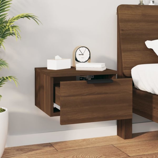 vidaXL Väggmonterat sängbord brun ek 34x30x20 cm Brun