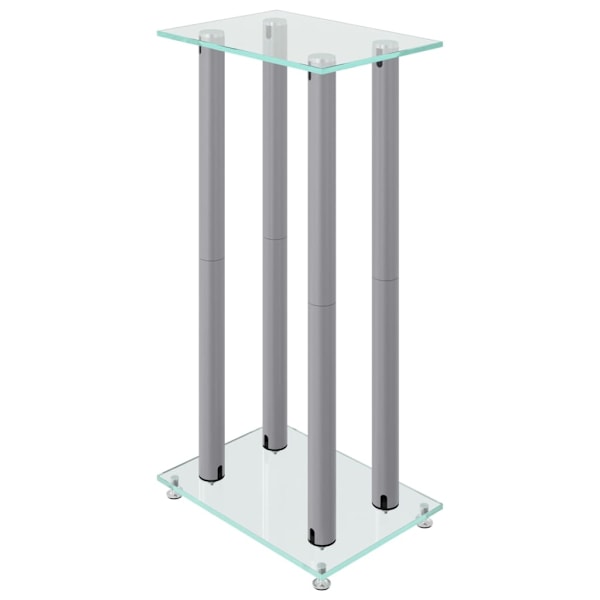 vidaXL Stativ för högtalare 2 st härdat glas 4-pelarmodell silver Silver