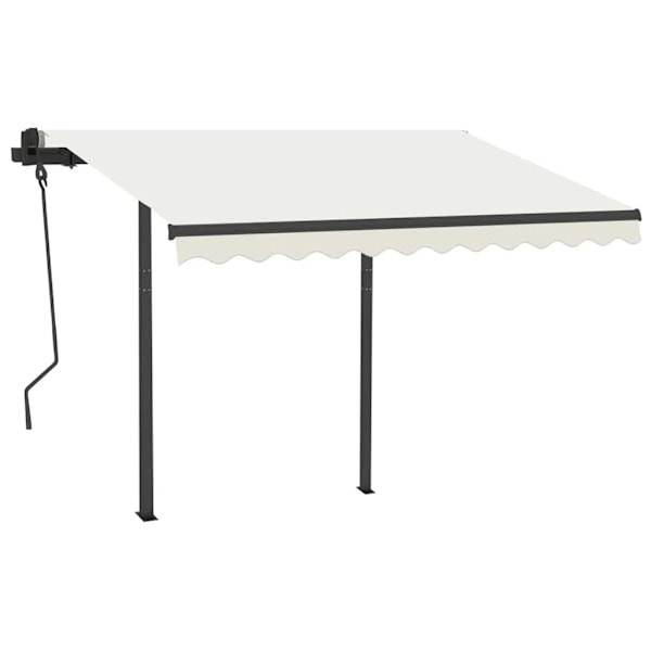 vidaXL Markis manuellt infällbar med LED 3x2,5 m gräddvit Creme