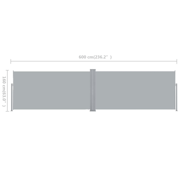 vidaXL Infällbar skärm 160x600 cm grå grå