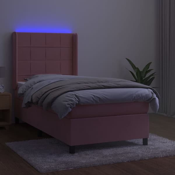 vidaXL Ramsäng med madrass rosa & LED 80x200 cm sammet Rosa