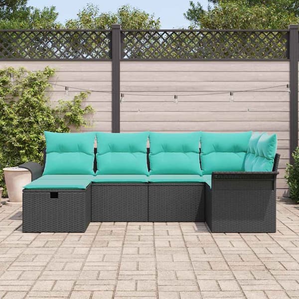 vidaXL Trädgårdsoffset 6 st Poly rattan Svart