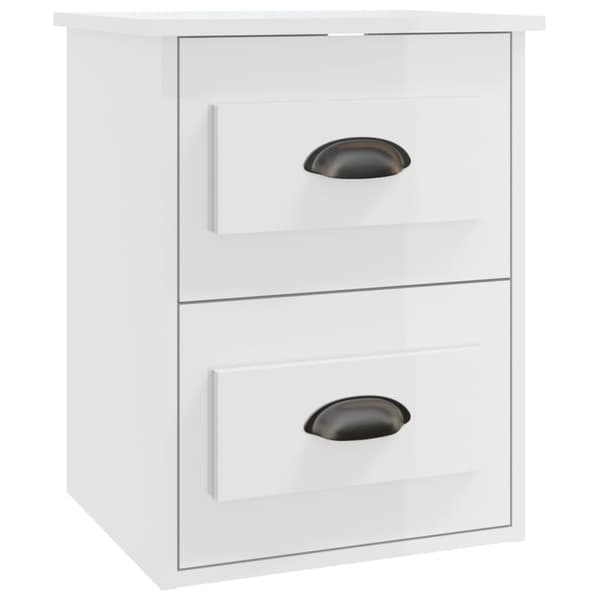 vidaXL Väggmonterade sängbord 2 st vit högglans 41,5x36x53cm Vit