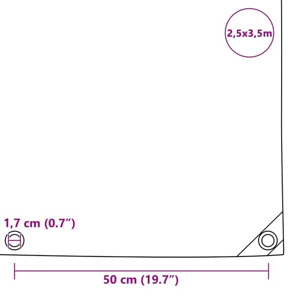 vidaXL Presenning 650 g/m² 2,5x3,5 m grå grå