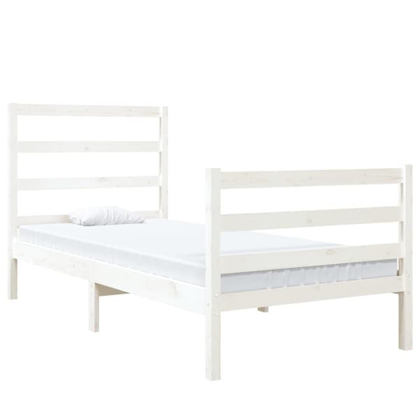 vidaXL Sängram vit massiv furu 90x190 cm Vit
