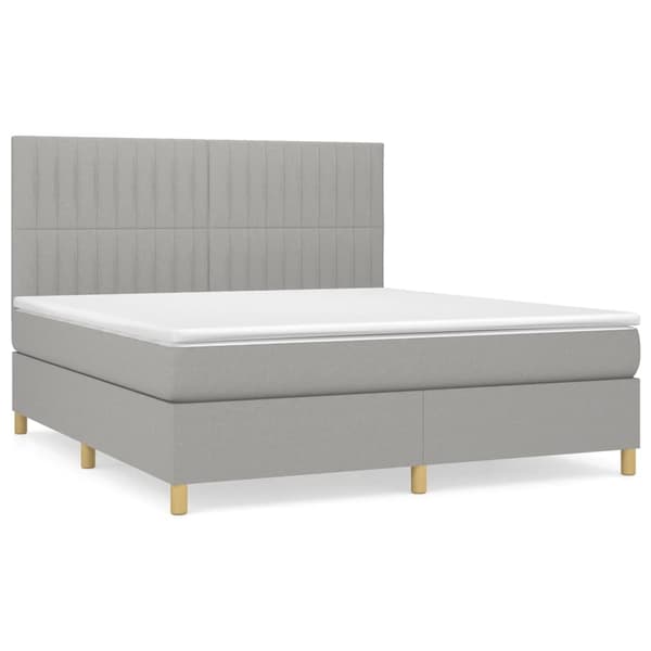 vidaXL Ramsäng med madrass ljusgrå 160x200 cm tyg Grå