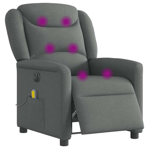 vidaXL Elektrisk massagefåtölj mörkgrå tyg Grå