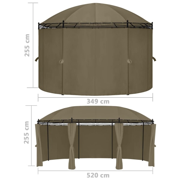 vidaXL Paviljong med draperier 520x349x255 cm taupe 180 g/m² Taupe