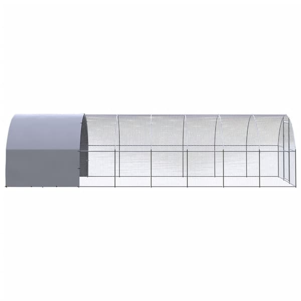 vidaXL Hönsbur för utomhusbruk 3x8x2 m galvaniserat stål Silver