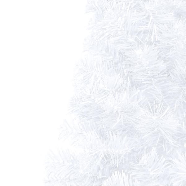 vidaXL Belyst halv plastgran med kulor vit 150 cm Vit