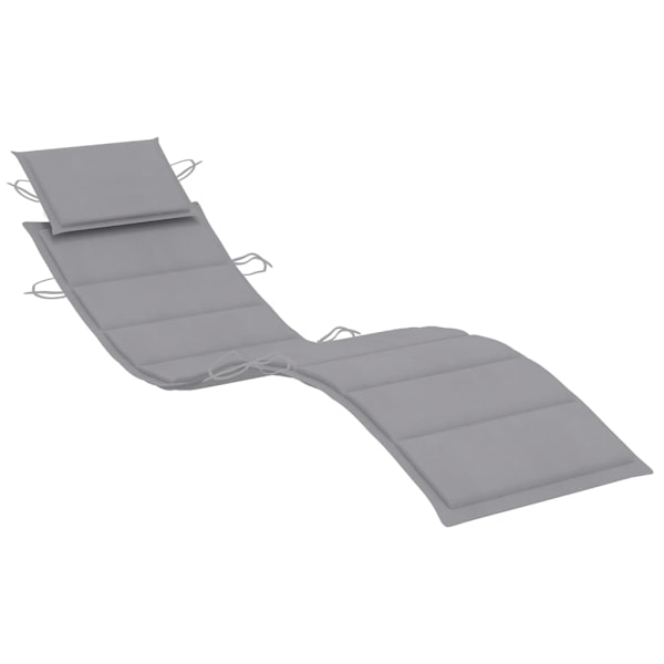 vidaXL Solsäng med bord och dyna massivt akaciaträ grå