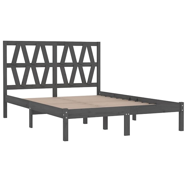 vidaXL Sängram grå massiv furu 120x200 cm Grå