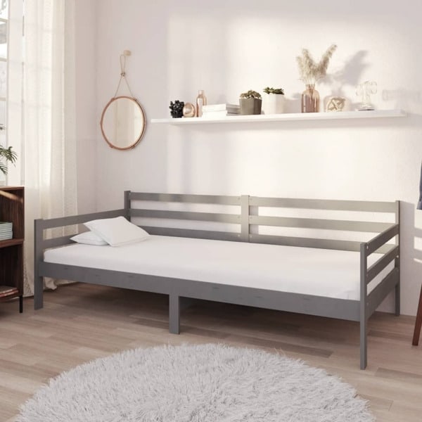 vidaXL Dagbädd grå massiv furu 90x200 cm grå
