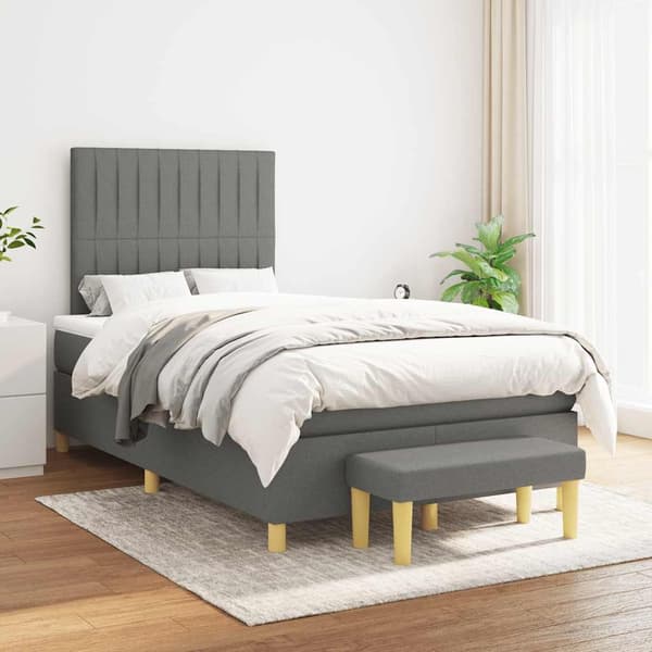 vidaXL Ramsäng med madrass mörkgrå 120x190 cm tyg Grå