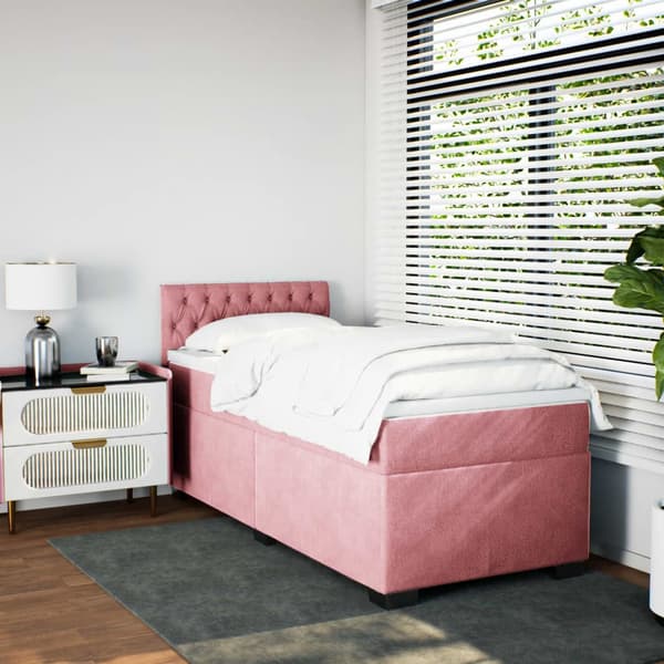 vidaXL Ramsäng med madrass rosa 80x200 cm sammet Rosa