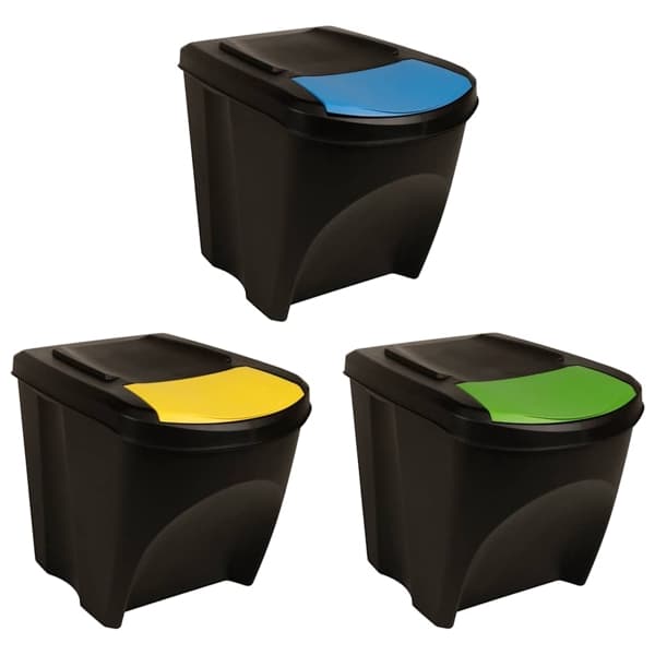 vidaXL Staplingsbara soptunnor 3 st antracit 75 L Antracit