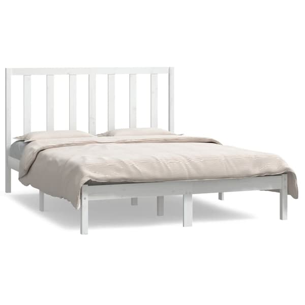 vidaXL Sängram vit massiv furu 140x190 cm Vit