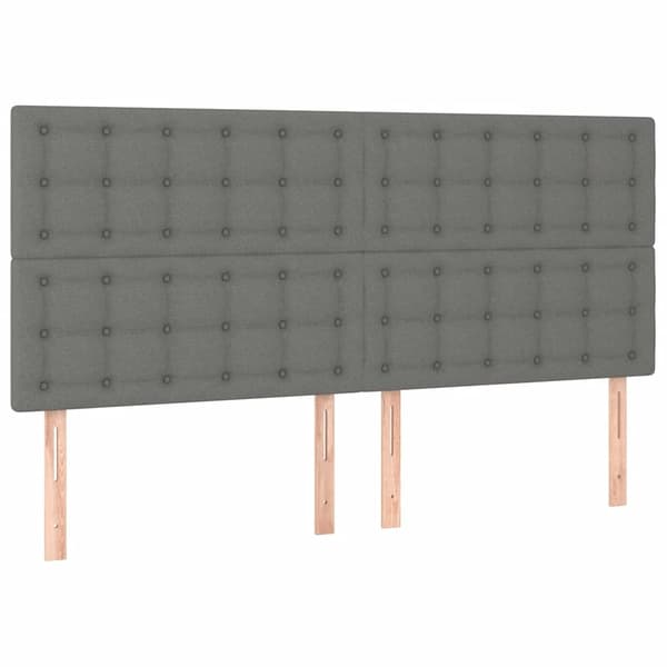 vidaXL Ramsäng med madrass & LED mörkgrå 200x200 cm tyg Grå
