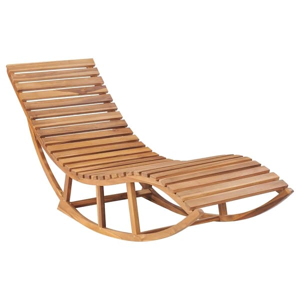 vidaXL Solsäng med dyna gungdesign massiv teak grå