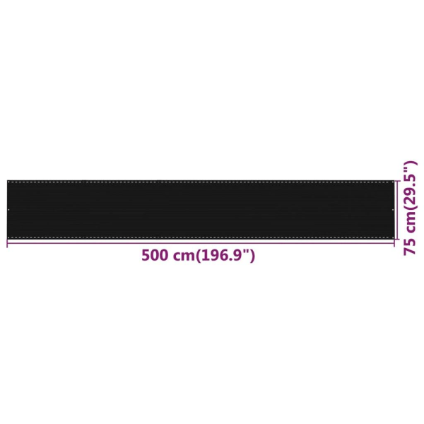 vidaXL Balkongskärm svart 75x500 cm HDPE Svart