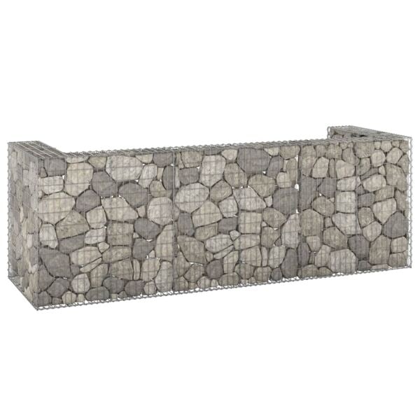 vidaXL Gabionmur för soptunnor galvaniserat stål 325x100x110 cm Silver
