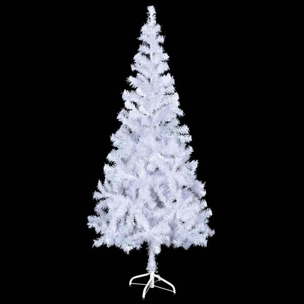 vidaXL Belyst plastgran med kulor 180 cm 620 grenar Vit