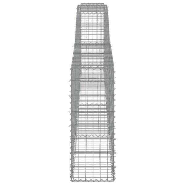vidaXL Gabioner bågformade 7 st 400x30x80/100 cm galvaniserat järn Silver