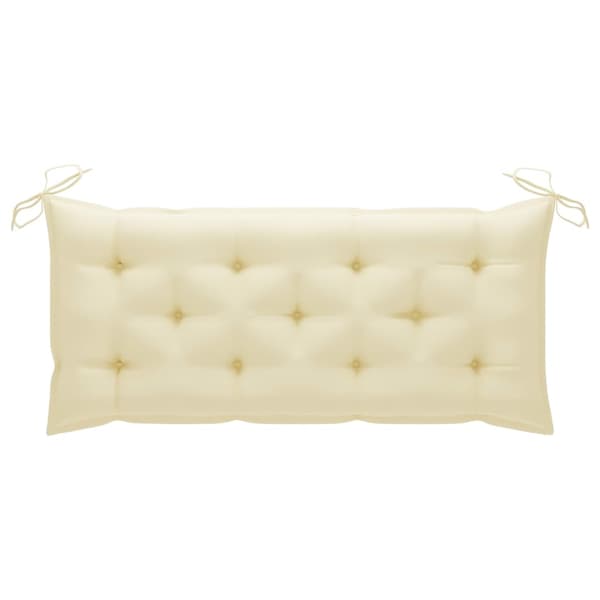vidaXL Trädgårdsbänk med dyna 120 cm bambu Creme