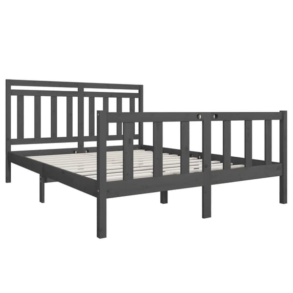 vidaXL Sängram massivt trä 150x200 cm grå Grå