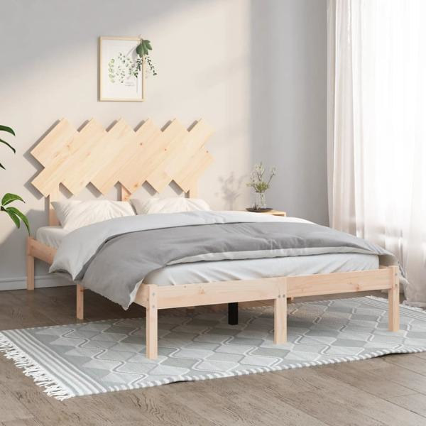 vidaXL Sängram massiv furu 120x190 cm Brun