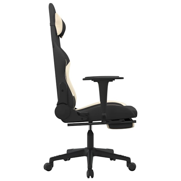 vidaXL Gamingstol med fotstöd och massage svart och gräddvit tyg Kräm