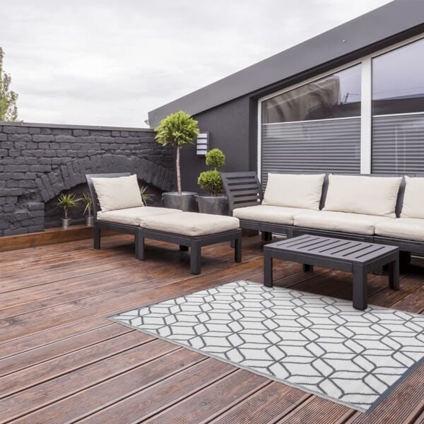 Esschert Design Utomhusmatta 180x121 cm grå och vit OC25 multifärg