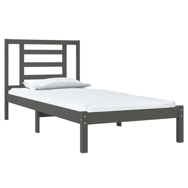 vidaXL Sängram grå massiv furu 90x200 cm Grå