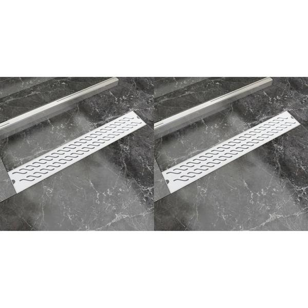 vidaXL Avlång golvbrunn 2 st vågig rostfritt stål 730x140 mm