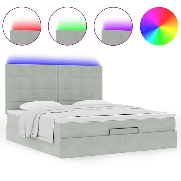 vidaXL Ottoman sängram med madrasser ljusgrå 180x200 cm sammet Grå