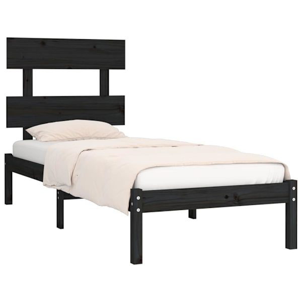 vidaXL Sängram svart massiv furu 75x190 cm Svart