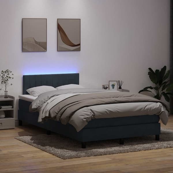 vidaXL Ramsäng med madrass mörkgrå 120x220 cm sammet Grå